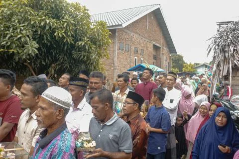 Aceh tradition of escorting the groom to the bride's house Stock Photos