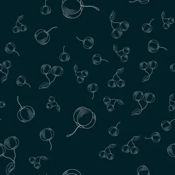 Acerola berry vector seamless pattern of eco food Illustrazione stock