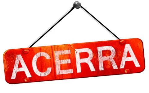 Acerra, 3D rendering, a red hanging sign Stock Illustration
