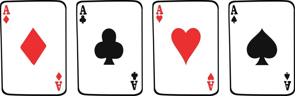 Aces of all Suits of a deck of playing cards イラスト素材