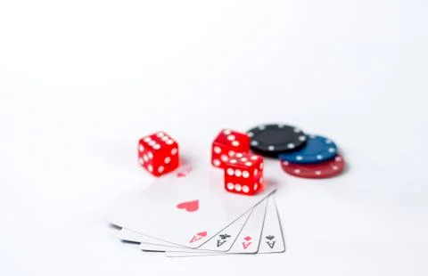 Aces chips cubes on a white background Stock Photos