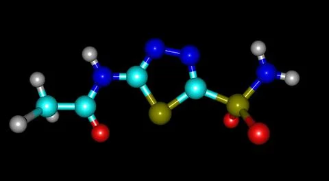 Acetazolamide molecular structure isolated on black Stock Illustration