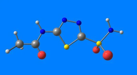 Acetazolamide molecular structure isolated on blue Stock Illustration