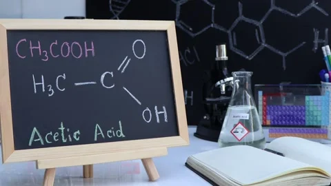 Acetic acid and symbol structural formula chemical Stock Footage 231116184