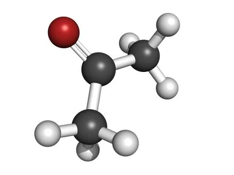 Acetone solvent molecule, molecular model. 스톡 일러스트