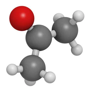 Acetone solvent molecule, molecular model. Illustration
