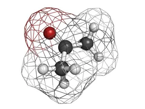 Acetone solvent molecule, molecular model. 스톡 일러스트