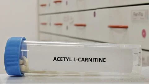 ACETYL L-CARNITINE tablets for support cognitive function and energy metabolism 스톡 사진