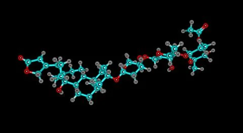 Acetyldigitoxin molecular structure isolated on black Stock Illustration