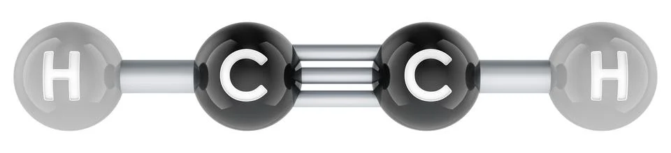 Acetylene molecule model C2H2. 3D rendering Stock Illustration