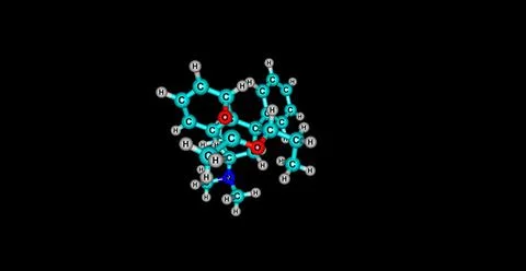 Acetylmethadol molecular structure isolated on black Stock Illustration