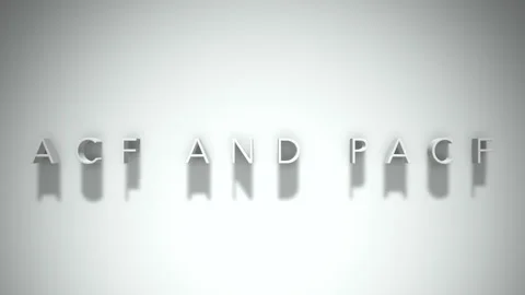 Acf and pacf 3D title animation white text on a white background Stock Footage 299758696