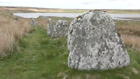 Achavanich standing stones ancient monument Stock Footage 238028998