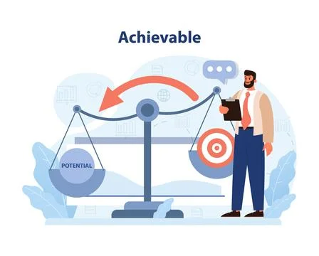 Achievable goals showcased. Flat vector illustration Illustrazione stock