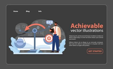 Achievable goals showcased. Flat vector illustration Illustrazione stock