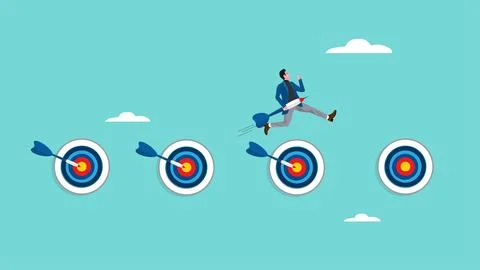 Achieve business target by completing work, goals accomplished concept, tas.. Stock Illustration