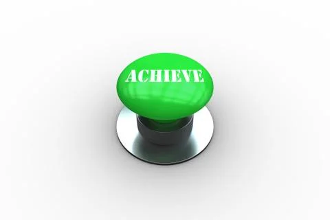 Achieve on digitally generated green push button Stock Illustration