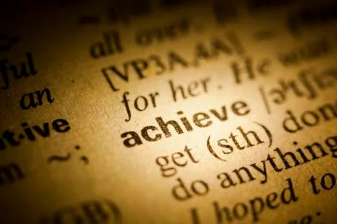 Achieve meaning in dictionary Stock Photos