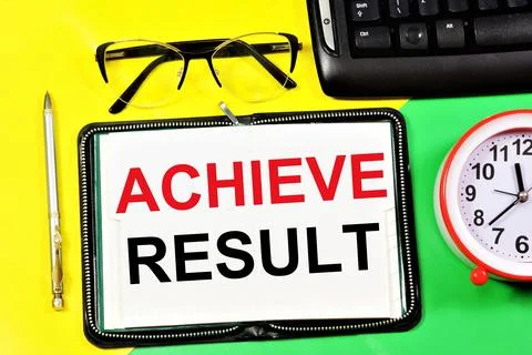 Achieve result. A text label in the planning notebook. Stock Photos