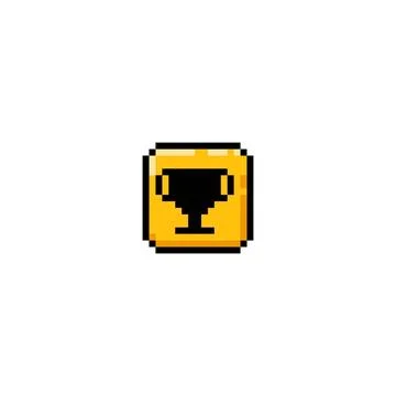 Achievement cup, pixel button yellow. Game development. Stock Illustration