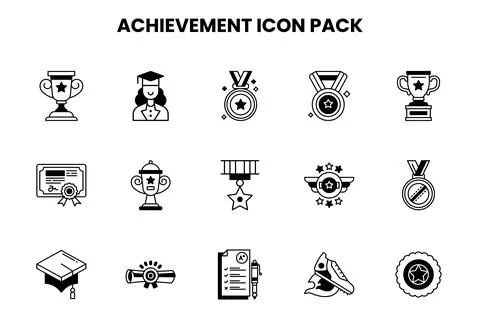Achievement DuoTone Vector Icons Pack Stock Illustration