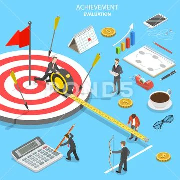 Achievement evaluation flat isometric vector. Stock Illustration