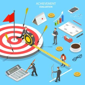 Achievement evaluation flat isometric vector. Stock Illustration