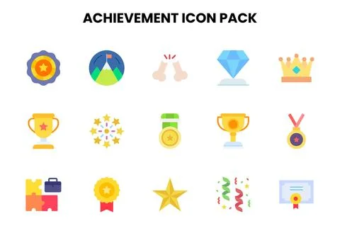 Achievement Flat Collection Icons Pack Stock Illustration