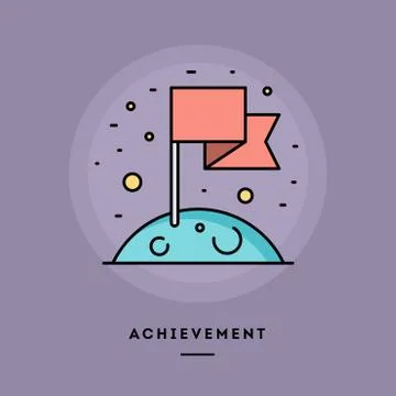Achievement, flat design thin line banner. Vector illustration. Illustrazione stock