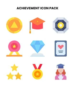 Achievement Flat Graphics Icons Pack Stock Illustration