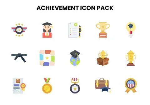 Achievement Flat Graphics Icons Pack Stock Illustration