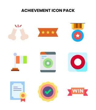 Achievement Flat Graphics Icons Pack Stock Illustration