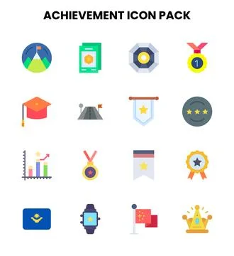 Achievement Flat Icons Pack Stock Illustration
