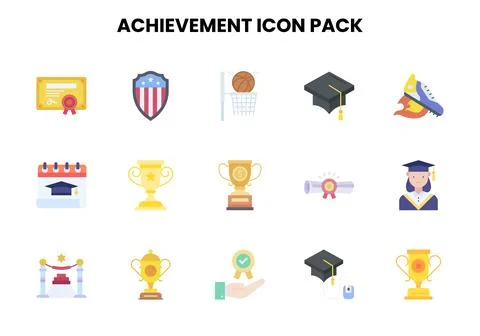 Achievement Flat Scalable Icons Pack Stock Illustration