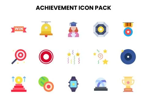 Achievement Flat Vector Icons Pack Stock Illustration