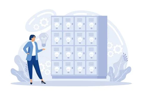 Achievement of goals. Finding the right solutions. Ideas management banners.. Stock Illustration