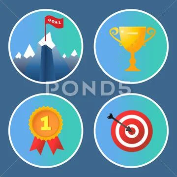Achievement icons set Stock Illustration
