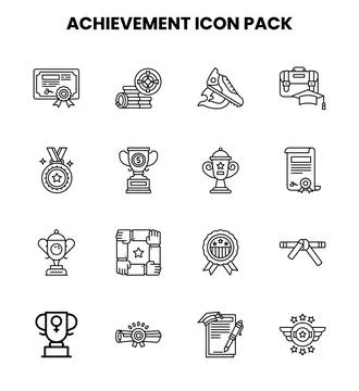 Achievement Line Vector Icons Pack Stock Illustration