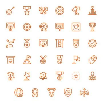 Achievement Modern Vector Collection with 35 Regular Line Retina Ready PIXE.. イラスト素材