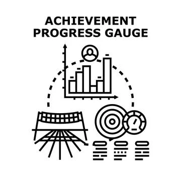 Achievement progress gauge measuring goal accomplishments Stock Illustration