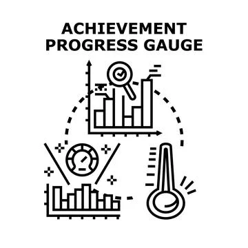 Achievement progress gauge measuring success and analytics Stock Illustration