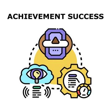 Achievement success elements concept illustration linking innovation and pr.. 库存插图