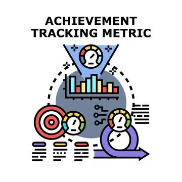 Achievement tracking metric data analysis concept Stock Illustration