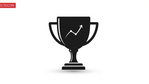 Achievement trophy with rising graph Illustrazione stock