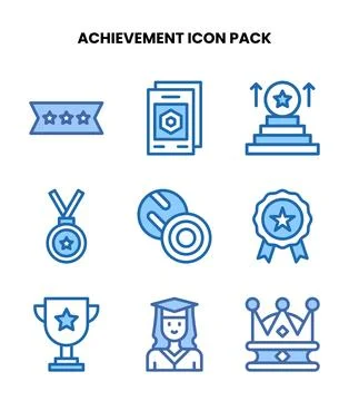Achievement Two Colour Vector Icons Pack Stock Illustration