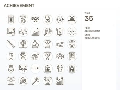 Achievement Vector Icon Collection featuring 35 Display Perfect High Resolu.. Stock Illustration