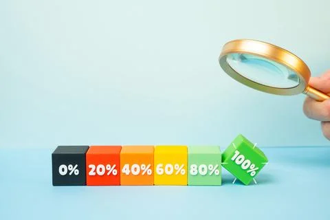 Achieving 100 percent efficiency. Complete progress and performance. Busine.. 스톡 사진