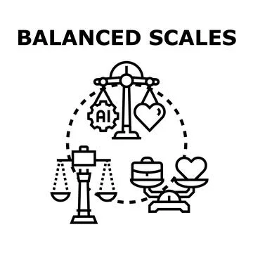 Achieving balance between artificial intelligence and human values 스톡 일러스트