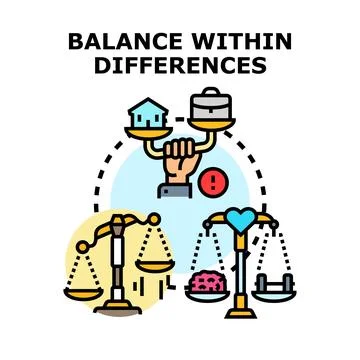 Achieving balance within life differences concept Stock Illustration