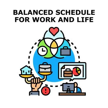 Achieving balanced schedule for work and personal life Stock Illustration
